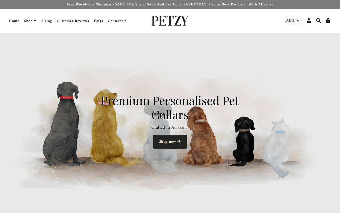 petzy.com.au homepage screenshot