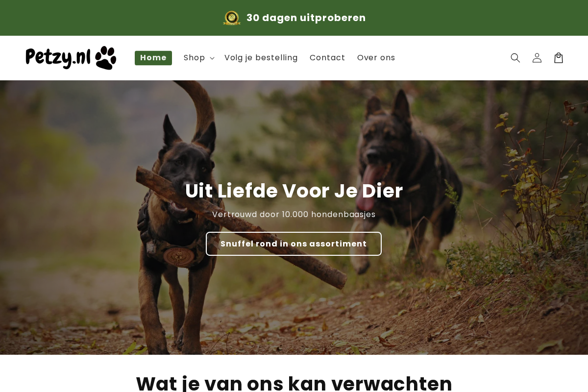 Petzy homepage screenshot