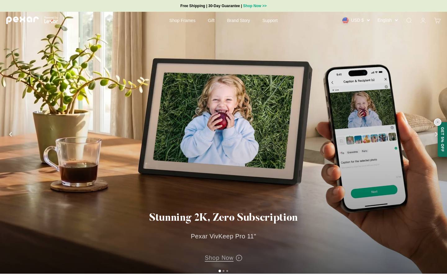 Pexar homepage screenshot