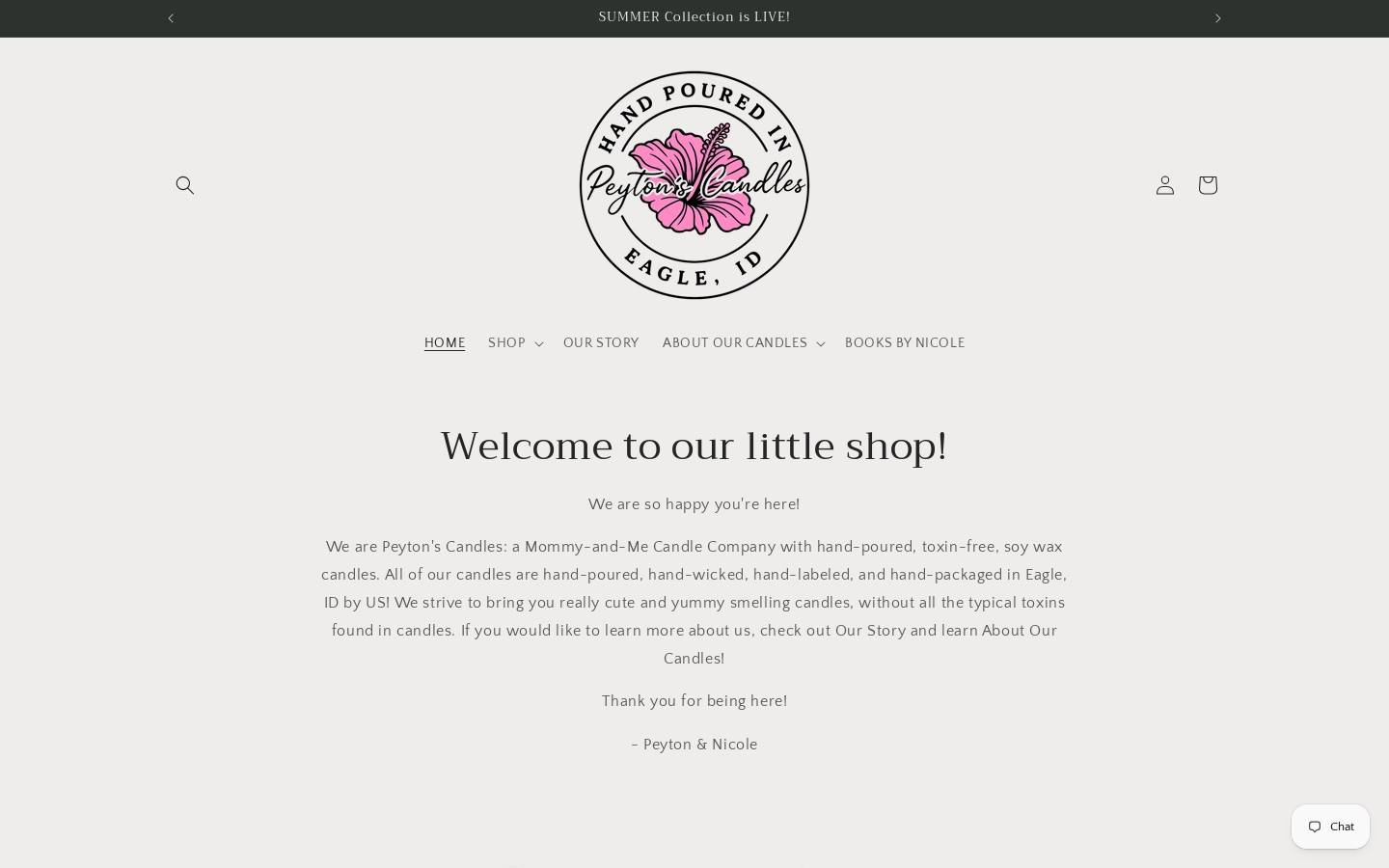 peytonscandles.com homepage screenshot