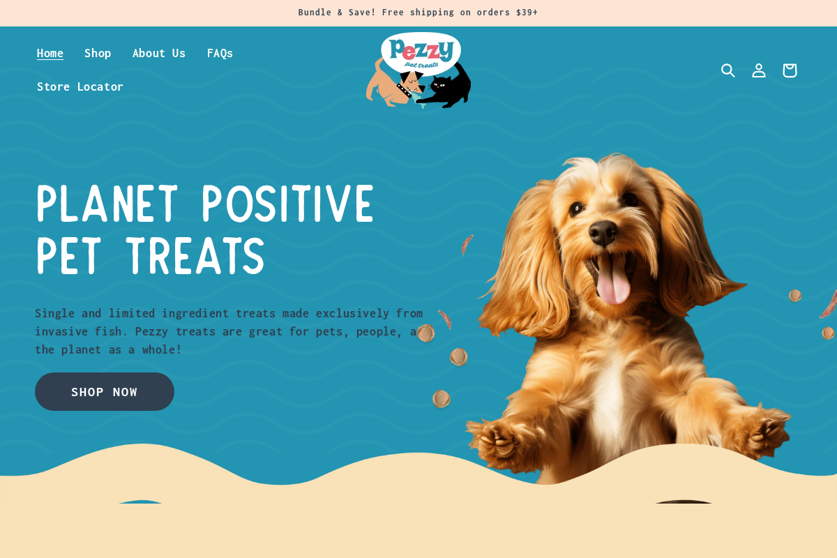 Pezzy Pets homepage screenshot