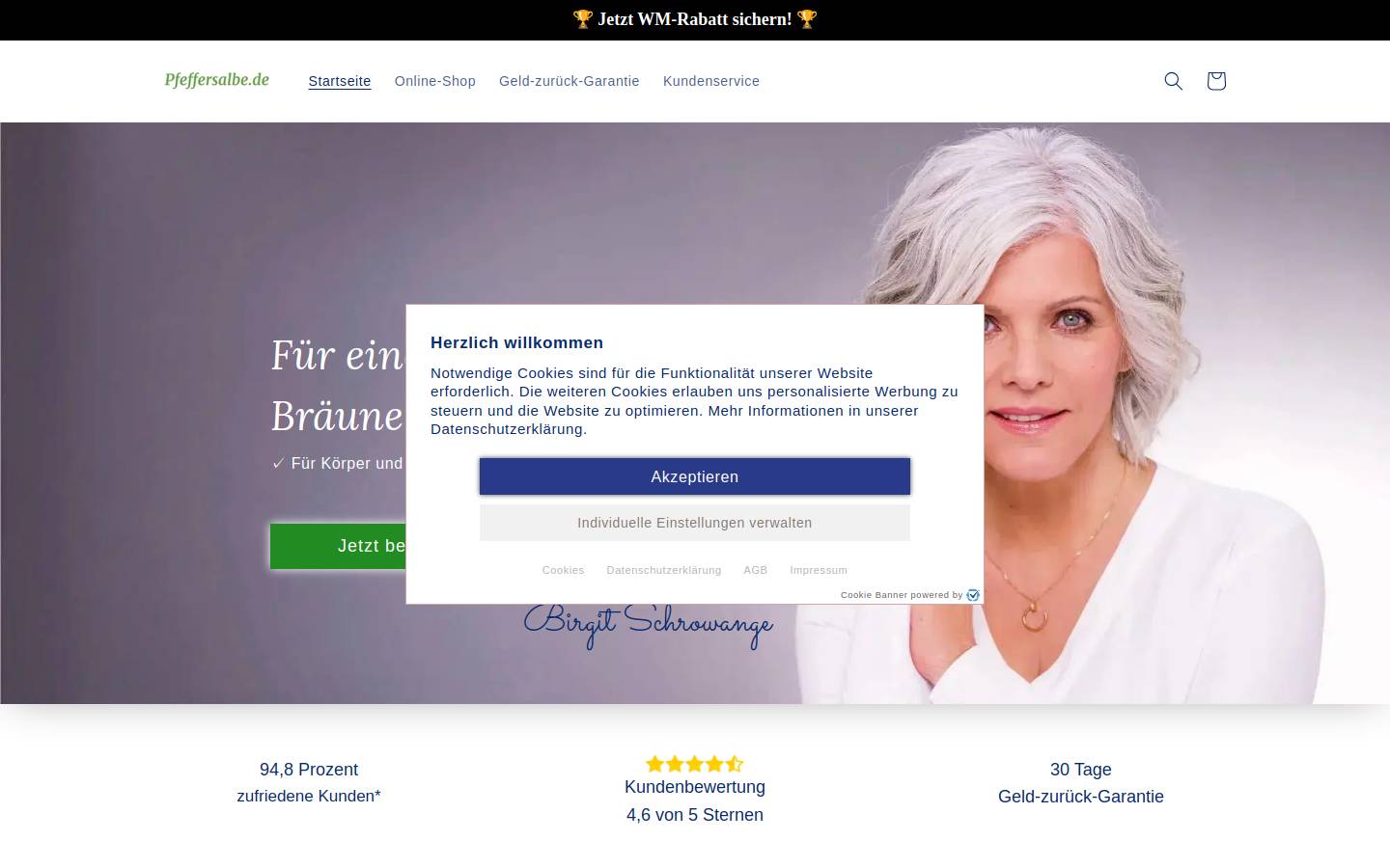 pfeffersalbe.de homepage screenshot
