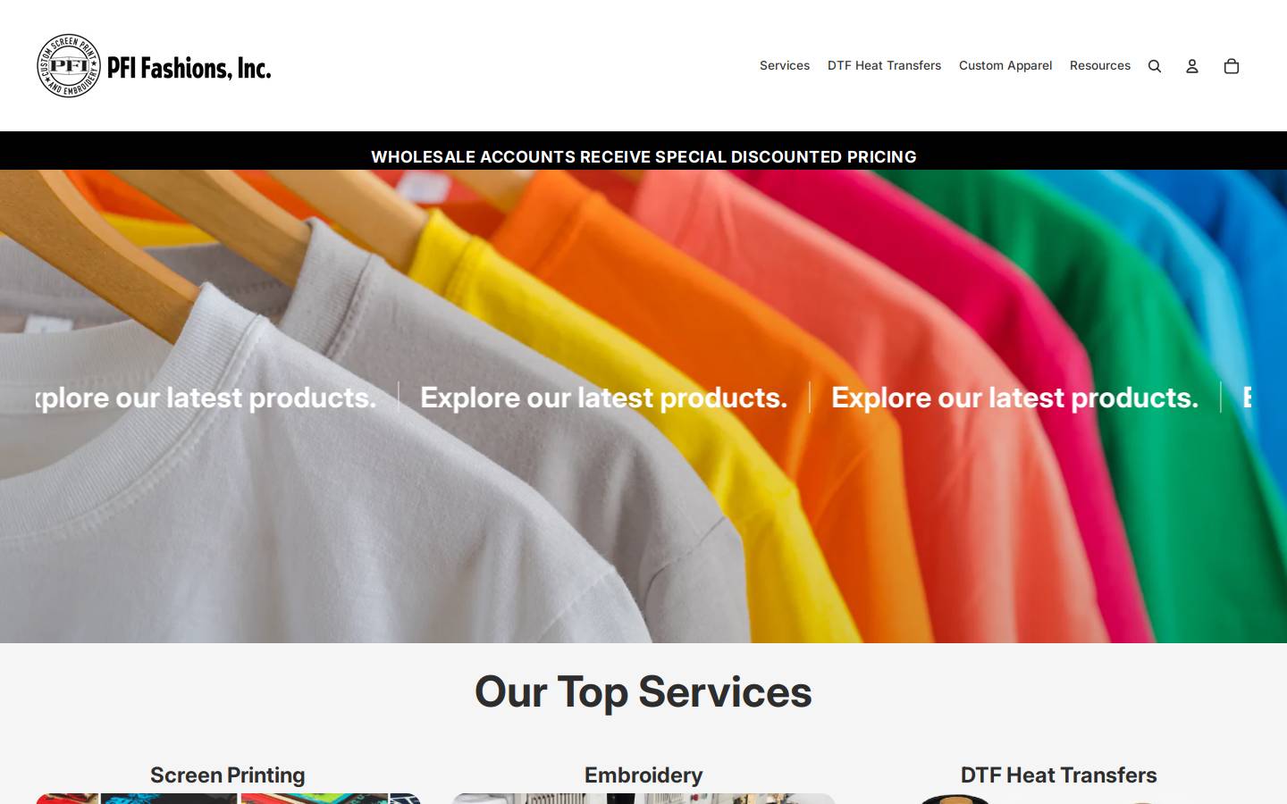 pfifashions.com homepage screenshot