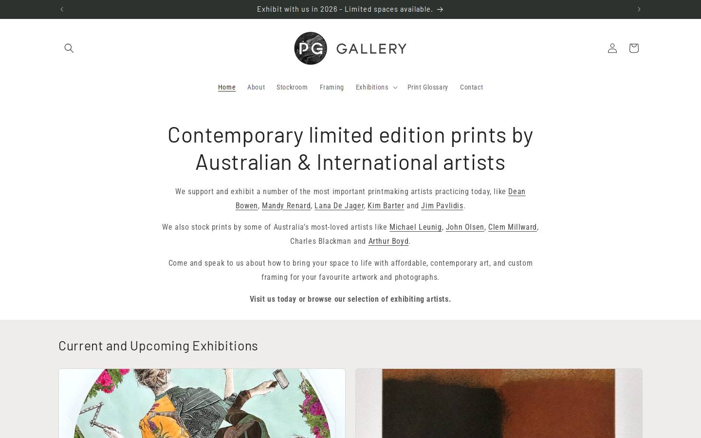 pggallery.com.au homepage screenshot