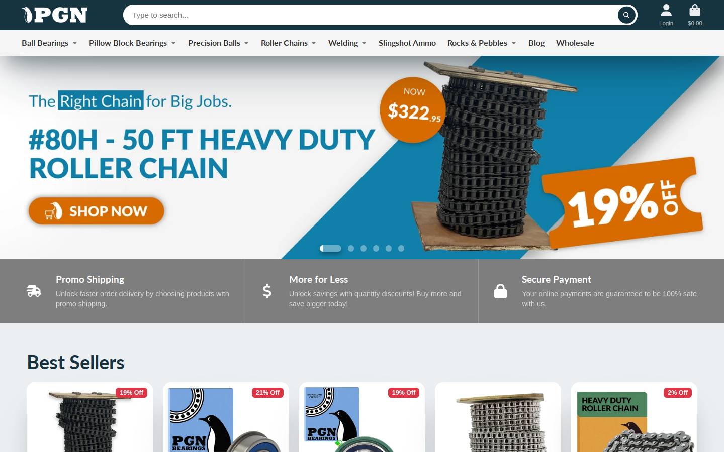 pgnbearings.com homepage screenshot
