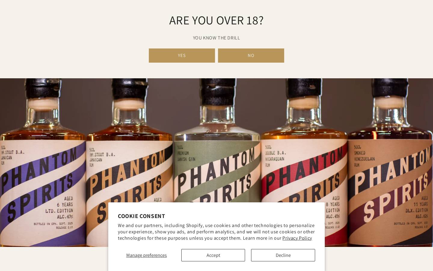 phantom-spirits.com homepage screenshot