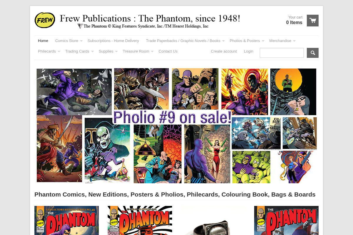 Phantom Comics homepage screenshot