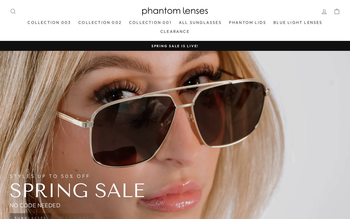 phantomlenses.com homepage screenshot