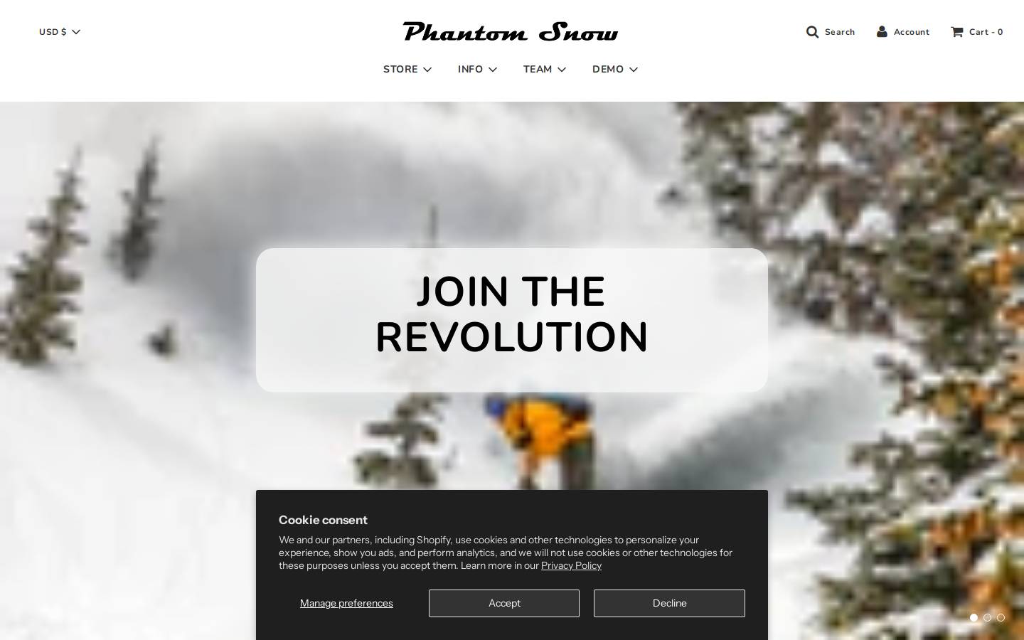 phantomsplitboardbindings.com homepage screenshot