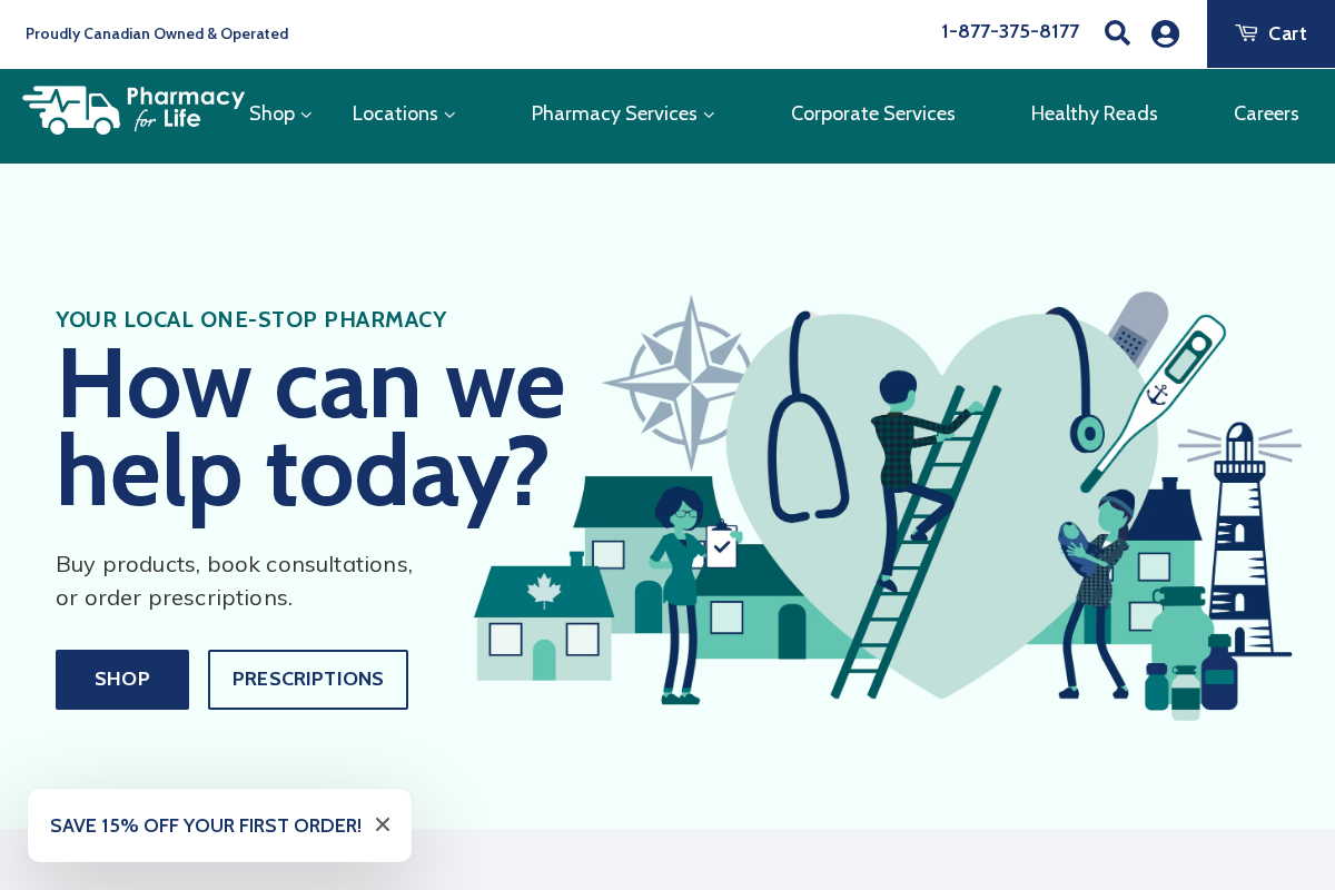 pharmacyforlife.ca homepage screenshot