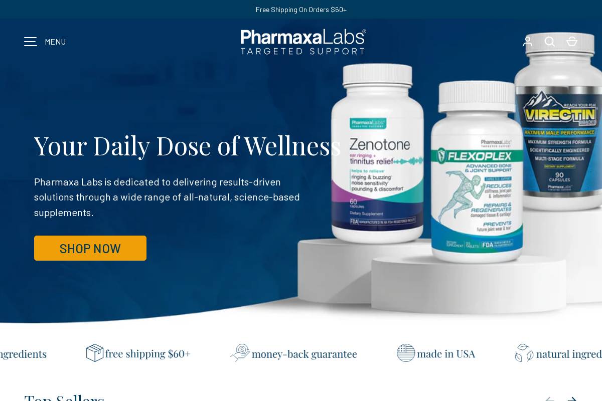 pharmaxalabs.com homepage screenshot