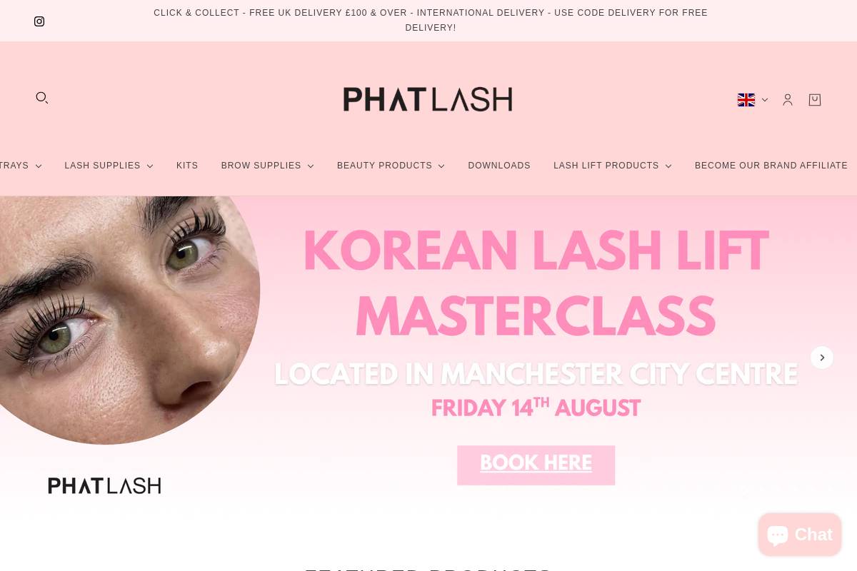 phatlash.co.uk homepage screenshot