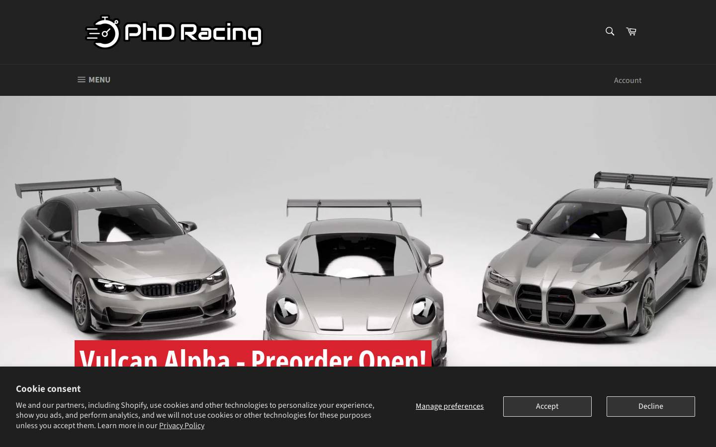 phdracing.store homepage screenshot