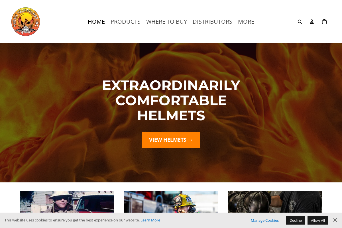 phenixfirehelmets.com homepage screenshot