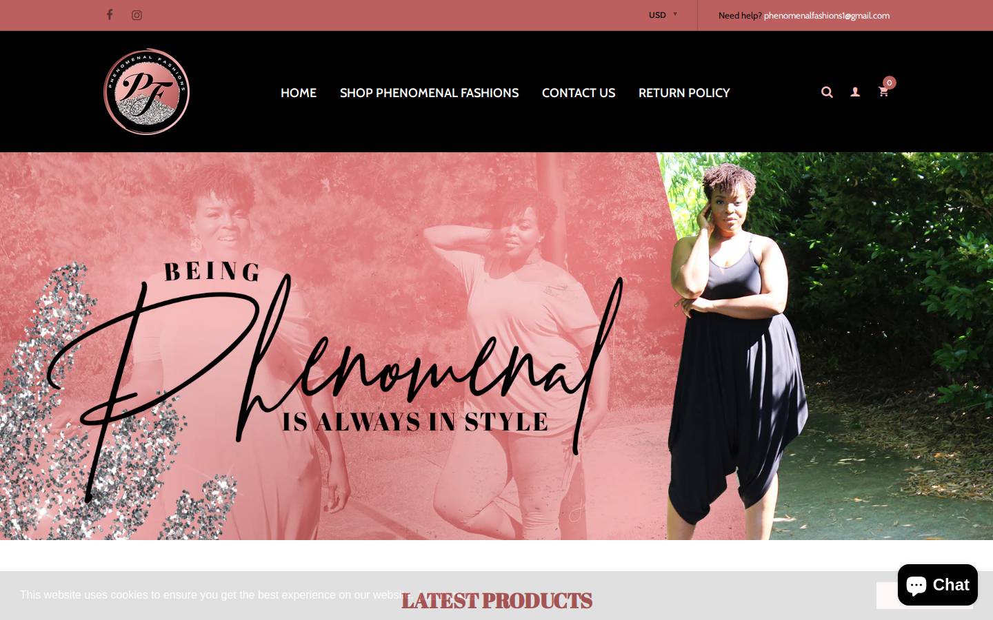 phenomenalfashions.com homepage screenshot