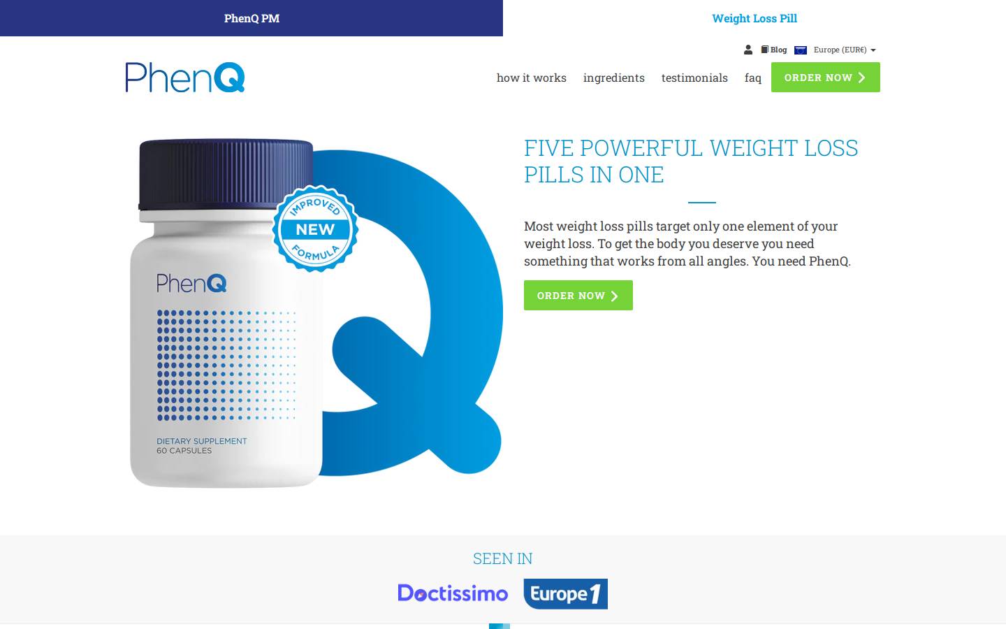 PhenQ homepage screenshot