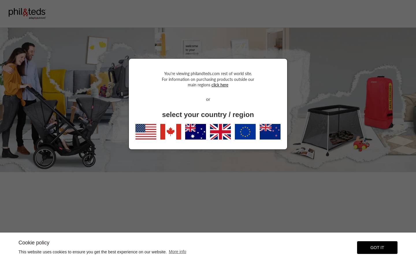 phil&teds homepage screenshot