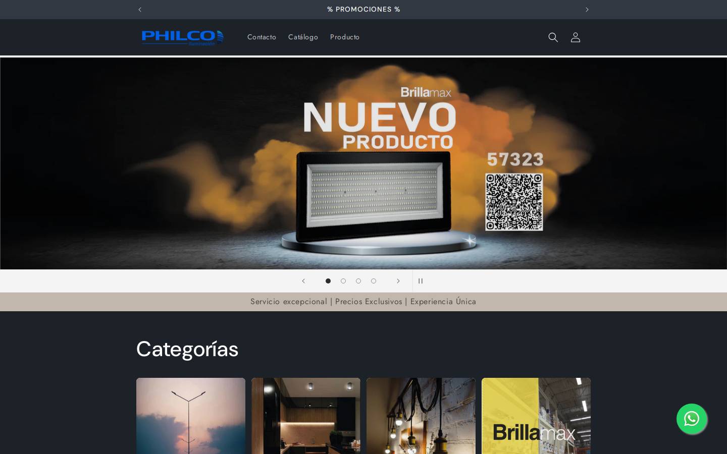 philcoiluminacion.com homepage screenshot