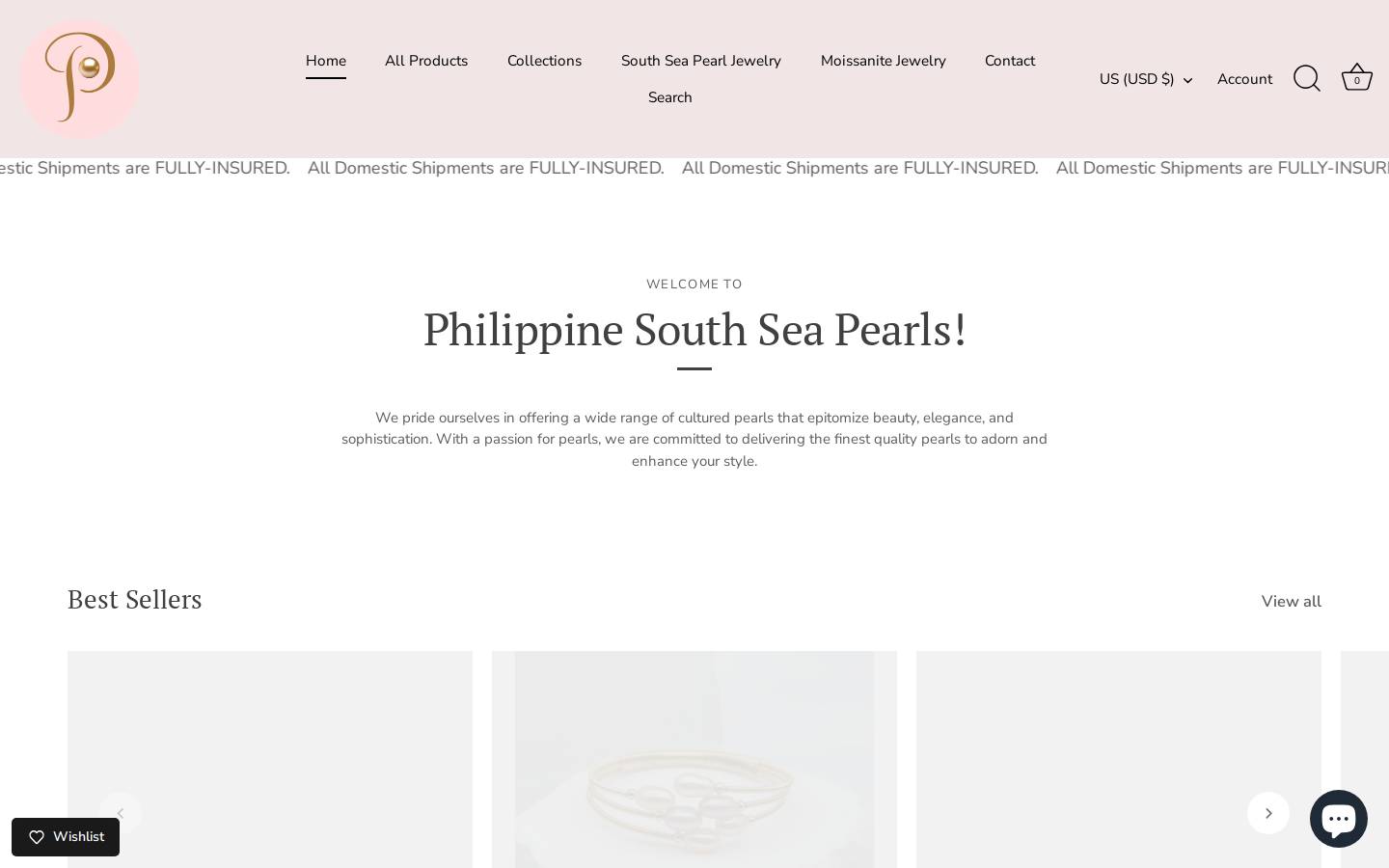 philippinesouthseapearls.com homepage screenshot