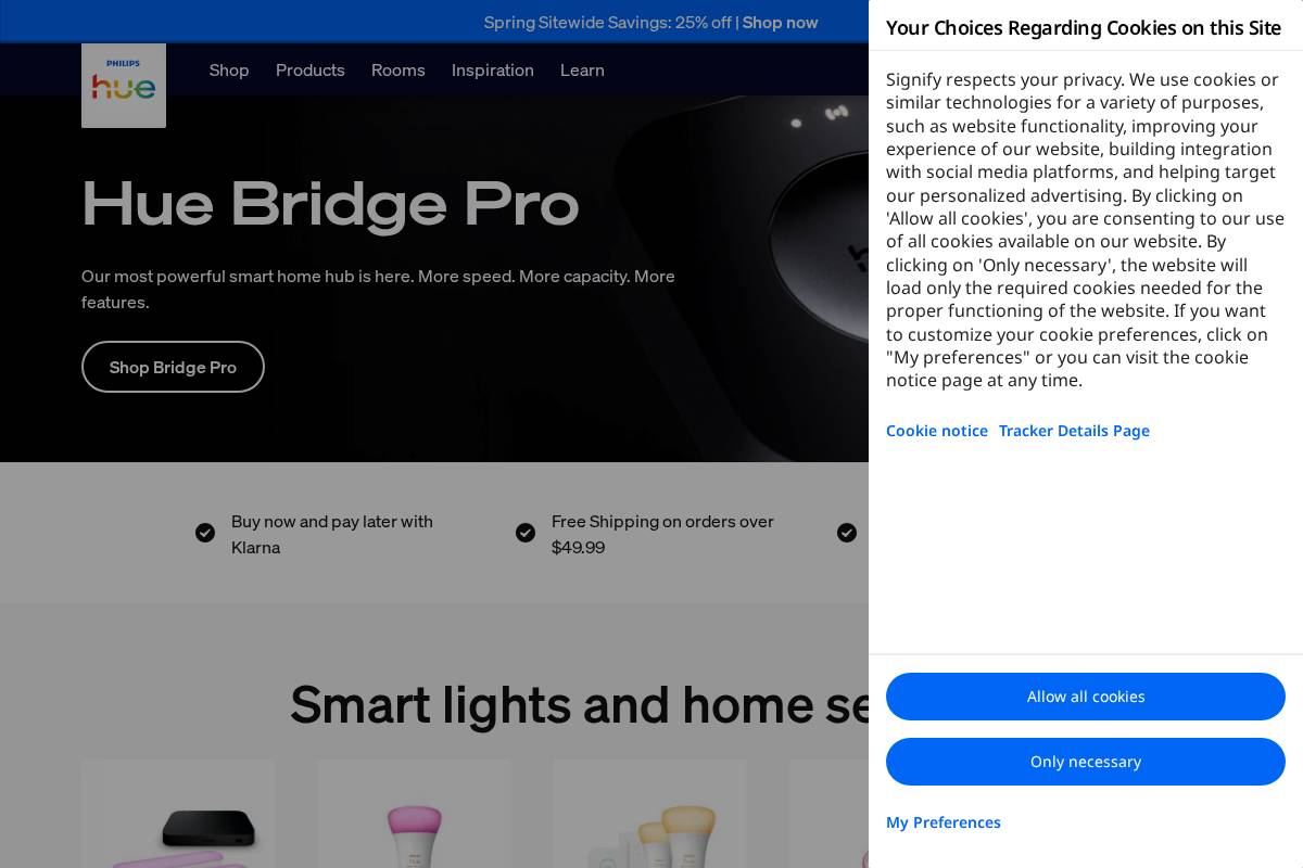 philips-hue.com homepage screenshot