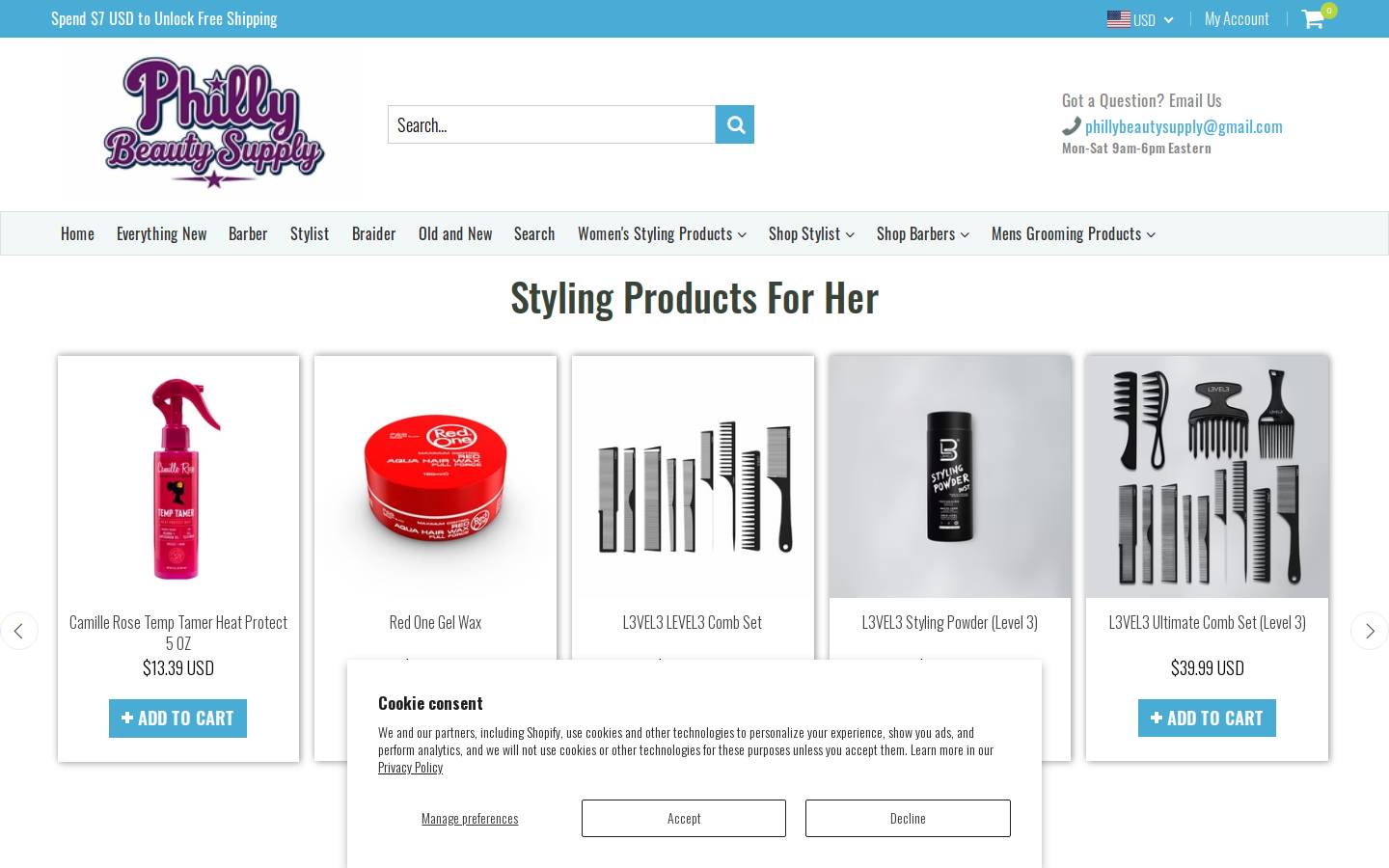 phillybeautysupply.com homepage screenshot