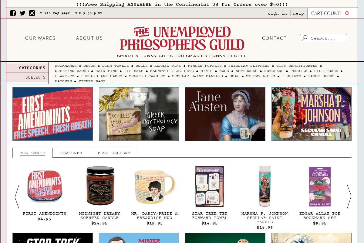 The Unemployed Philosophers Guild homepage screenshot