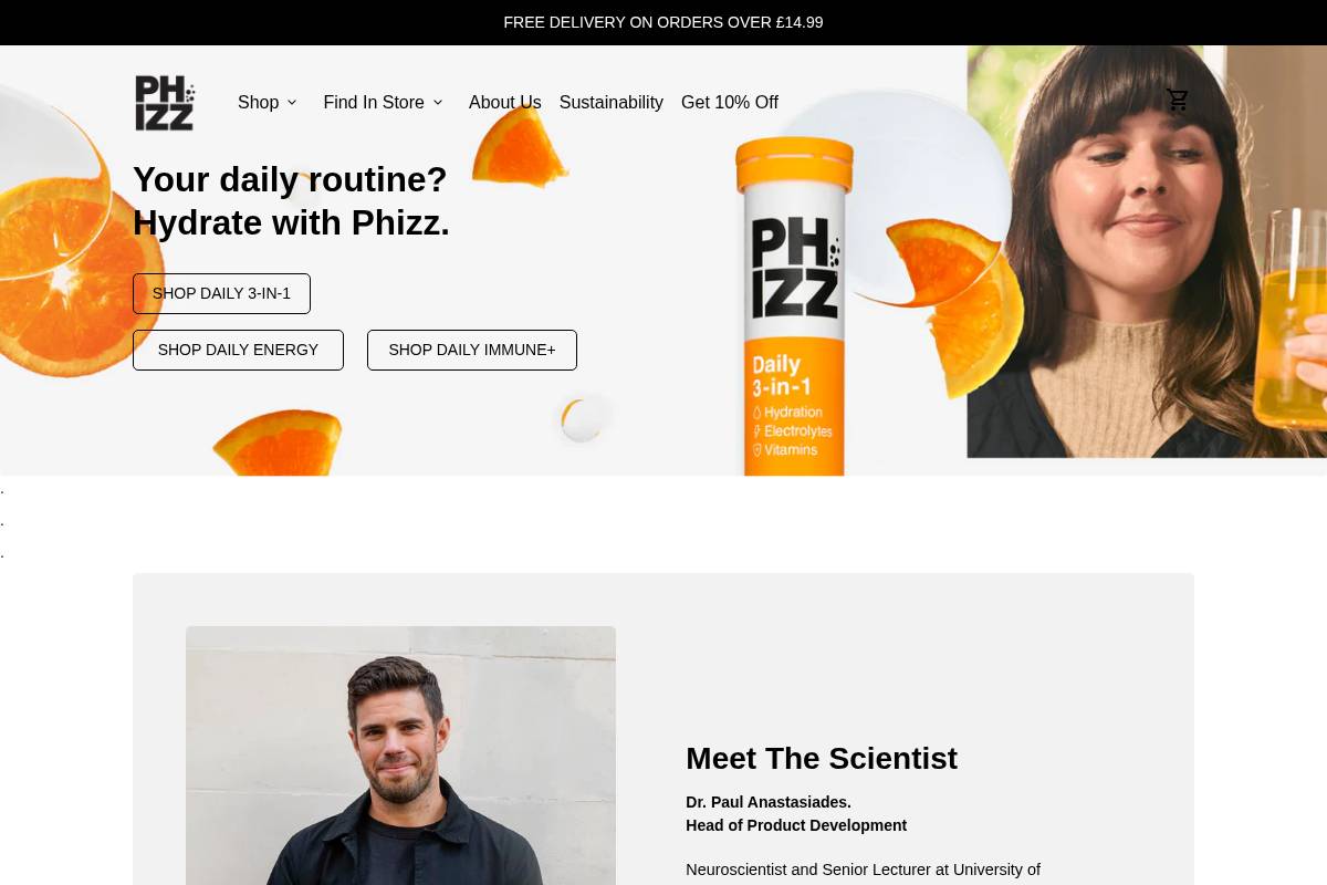 phizz.co homepage screenshot