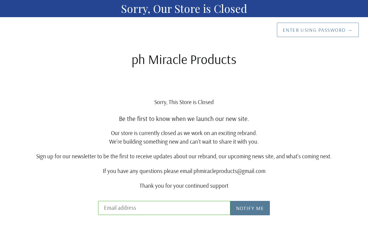 phmiracleproducts.com homepage screenshot