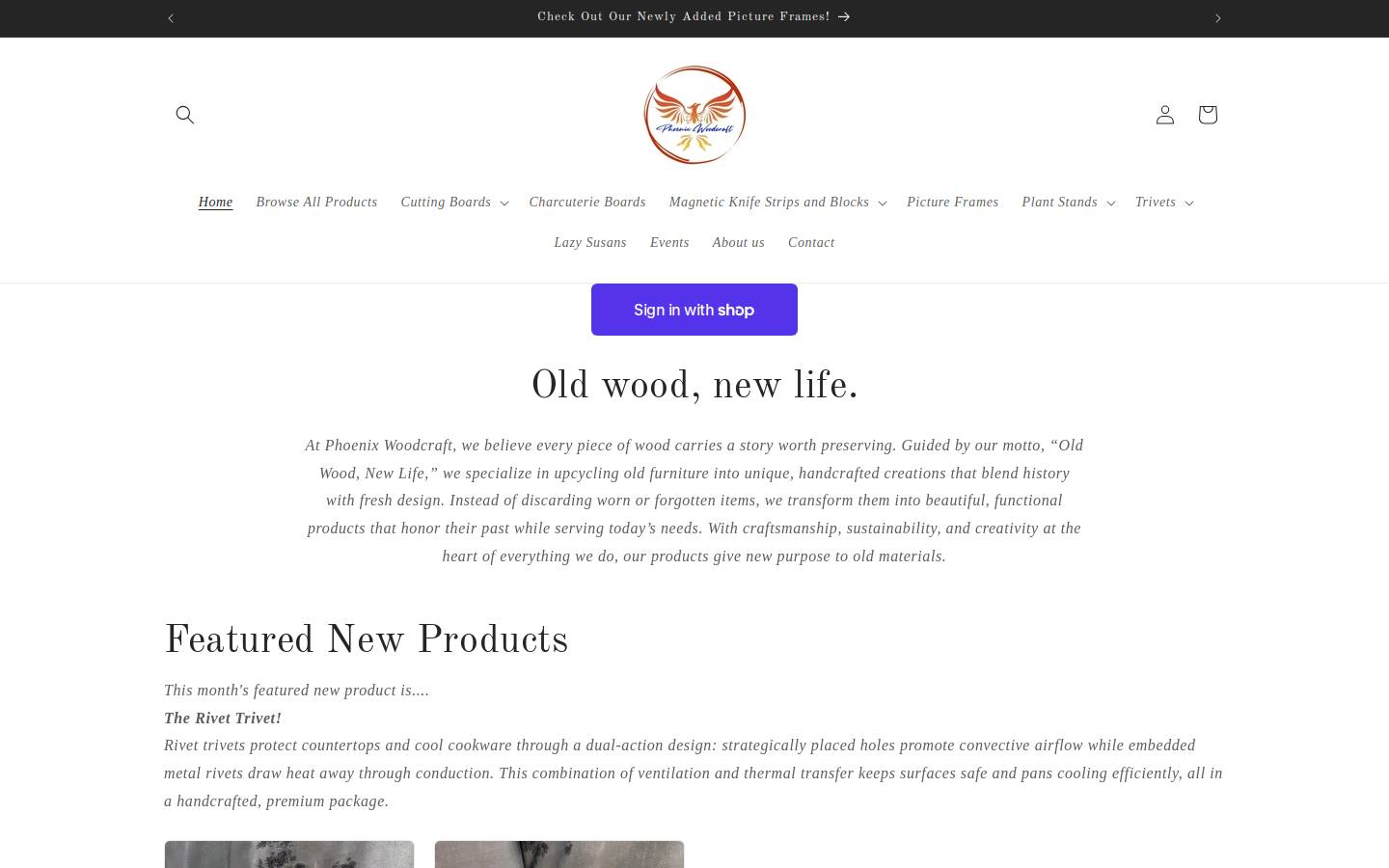 phoenix-crafting.com homepage screenshot