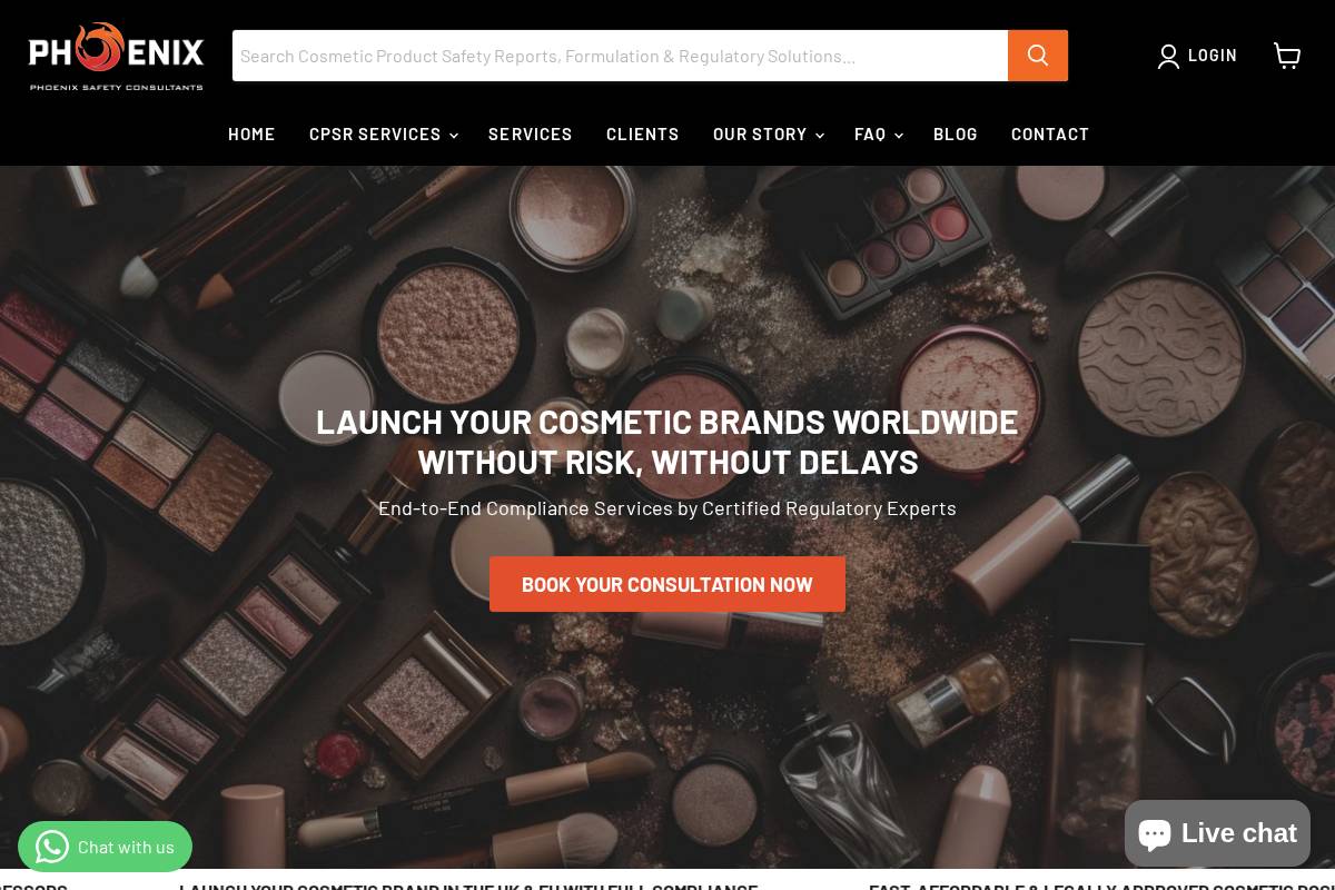Phoenixcosmeticsafety homepage screenshot
