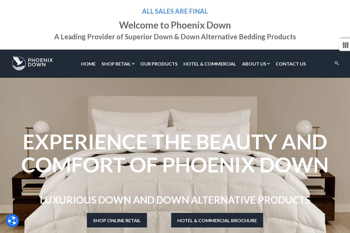 phoenixdownoutlet.com homepage screenshot