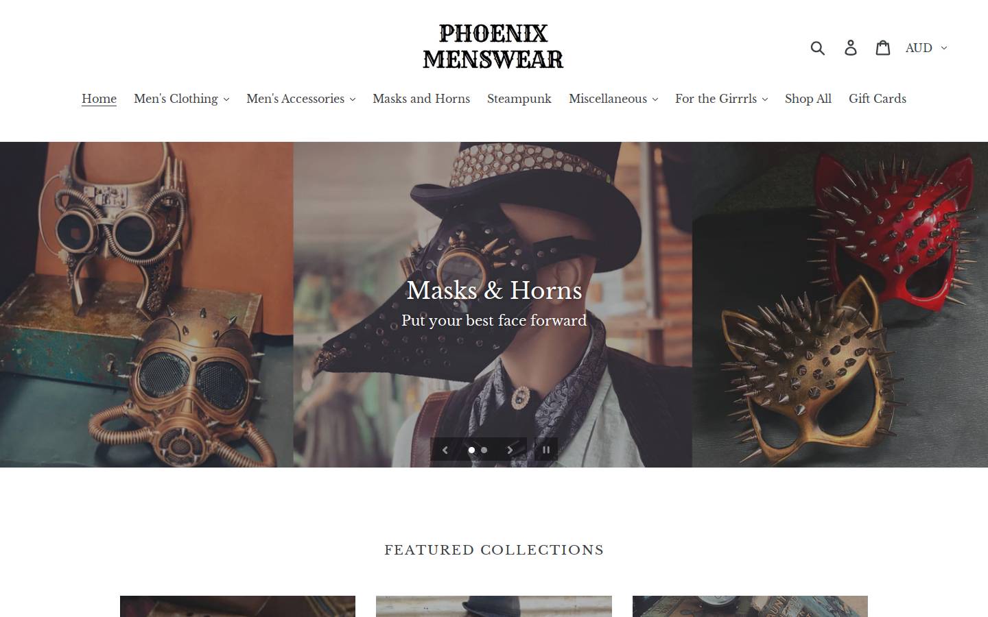 phoenixmenswear.com.au homepage screenshot