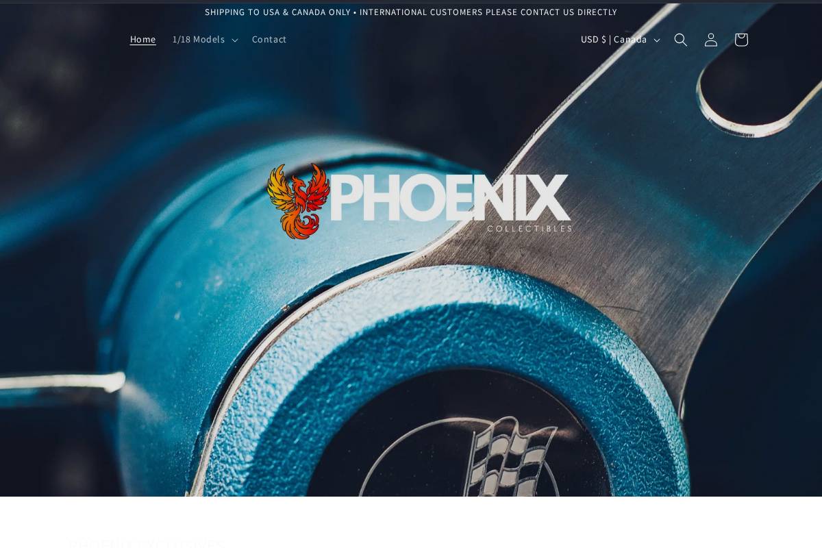 phoenixmodelcars.com homepage screenshot