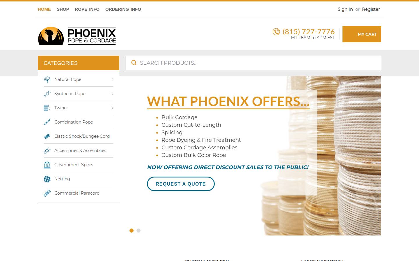 Phoenix Rope & Cordage Co. homepage screenshot