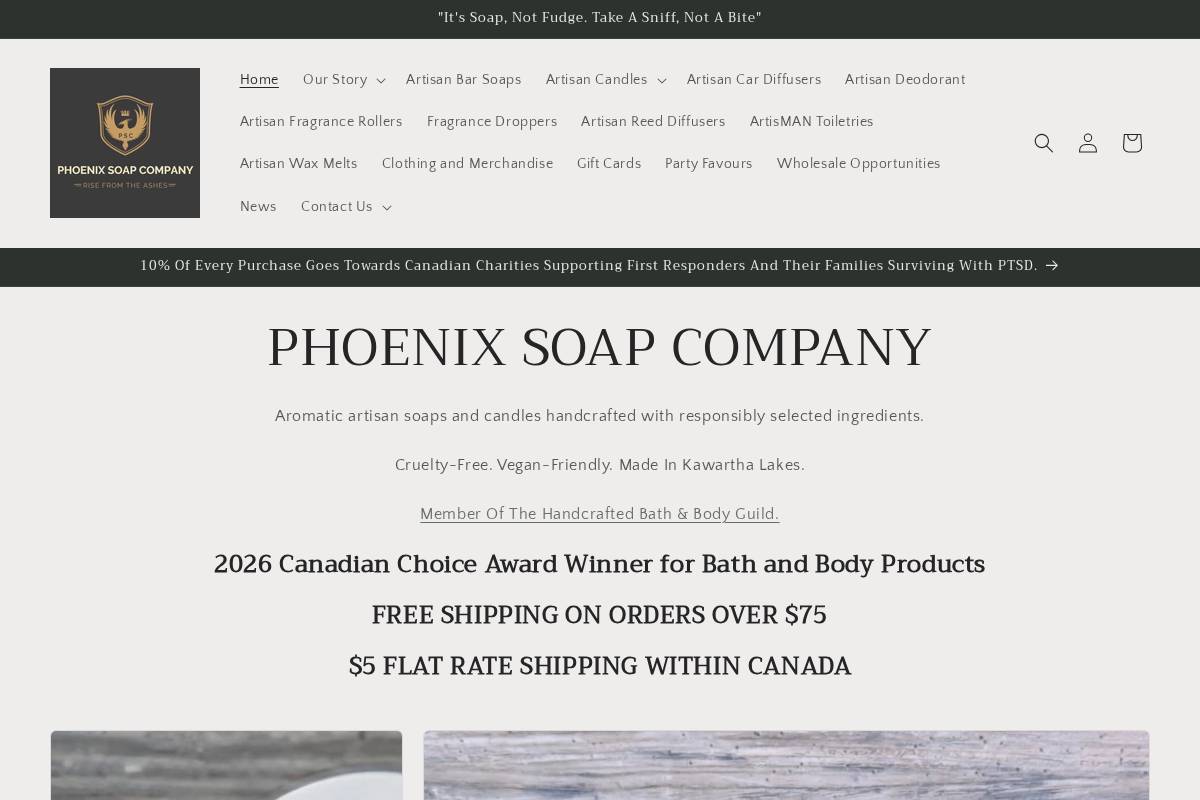 phoenixsoapcompany.com homepage screenshot