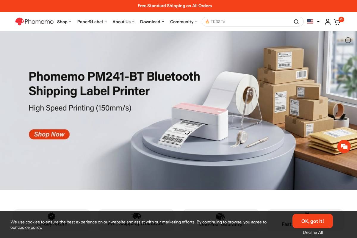 Phomemo homepage screenshot