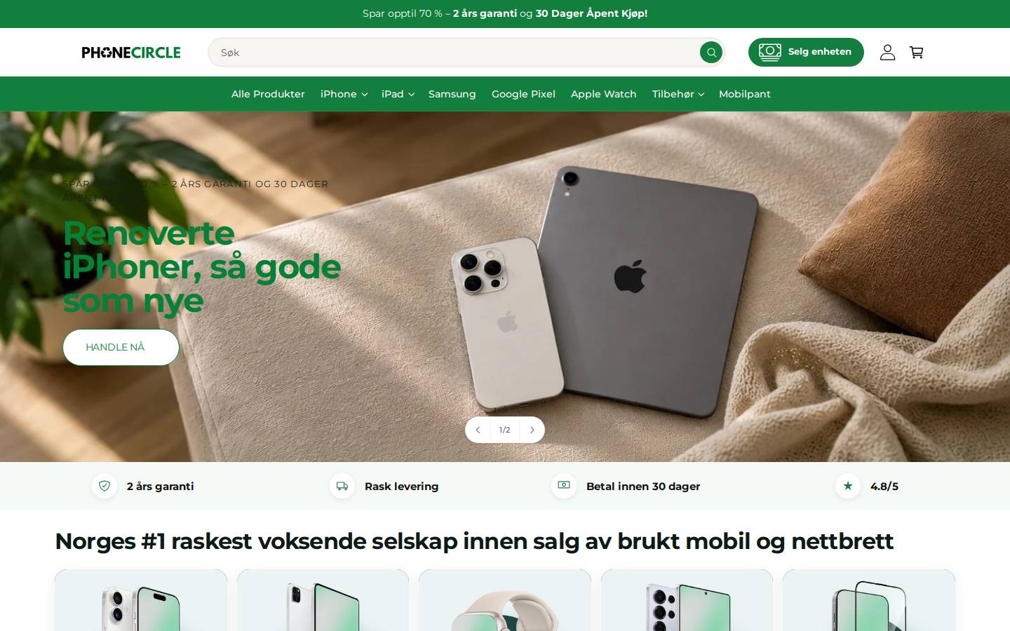 Phonecircle homepage screenshot