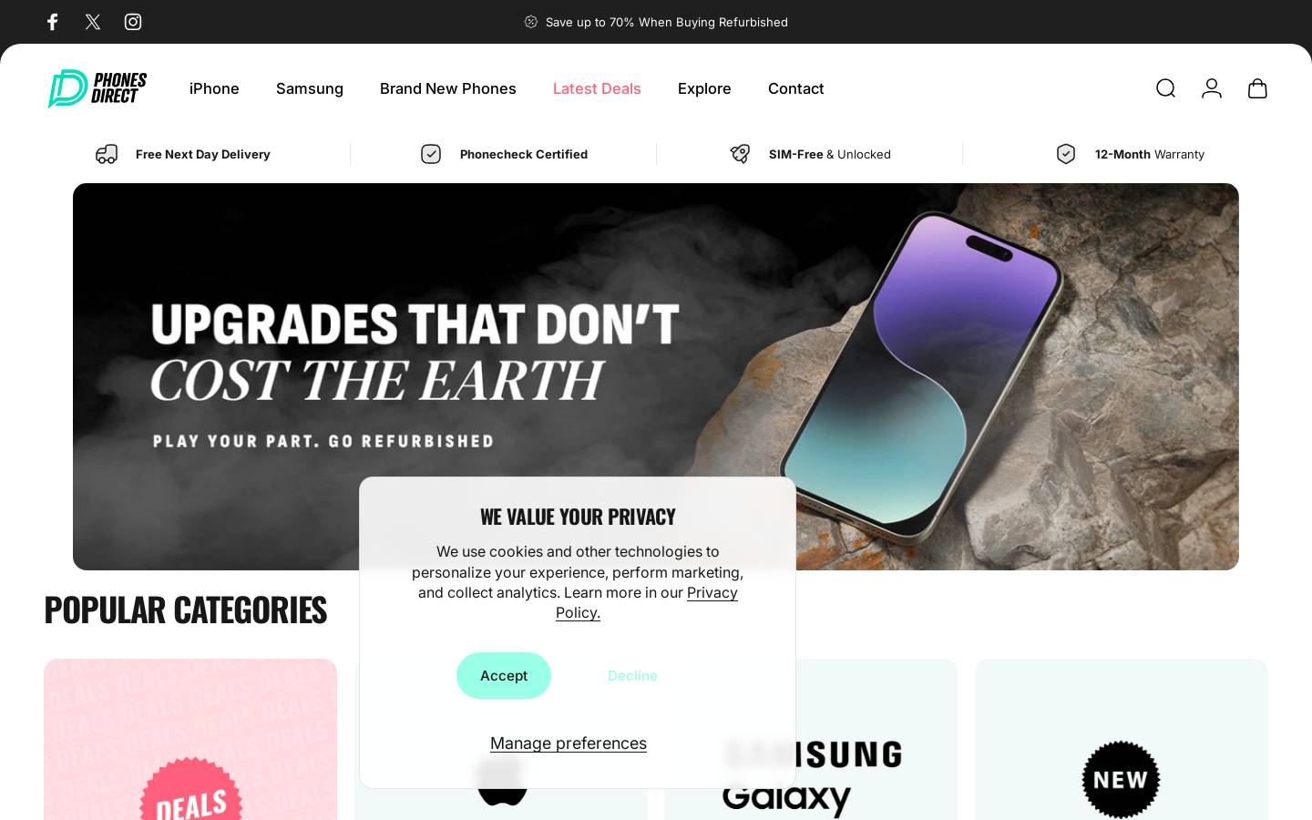 phonesdirect.com homepage screenshot