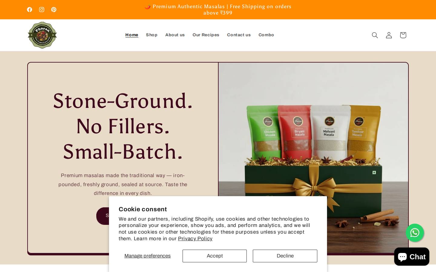 phoranmasala.com homepage screenshot
