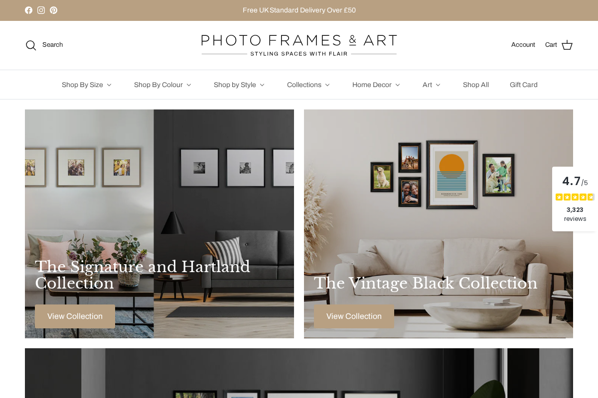 Photoframesandart homepage screenshot