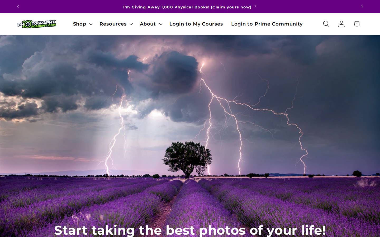 photographyacademy.com homepage screenshot