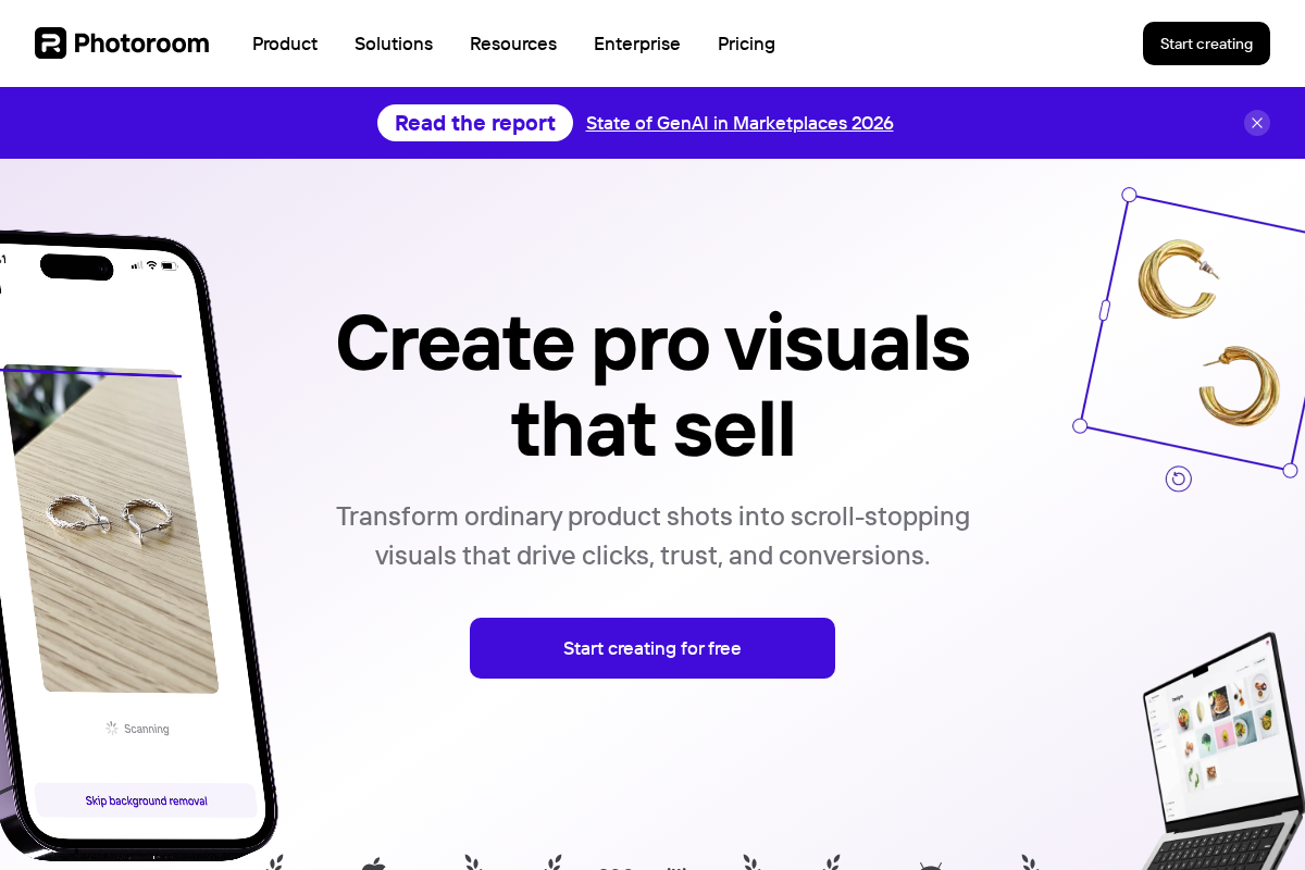 photoroom.com homepage screenshot