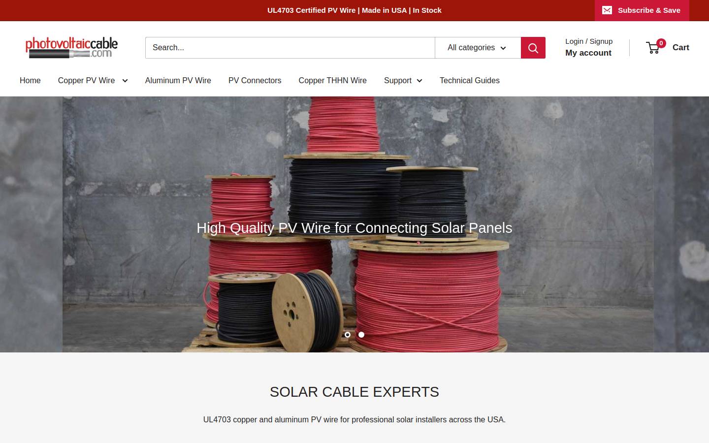 photovoltaiccable.com homepage screenshot