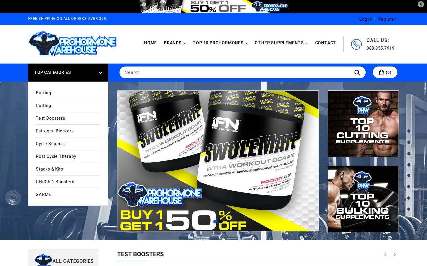 Phwsupplements homepage screenshot