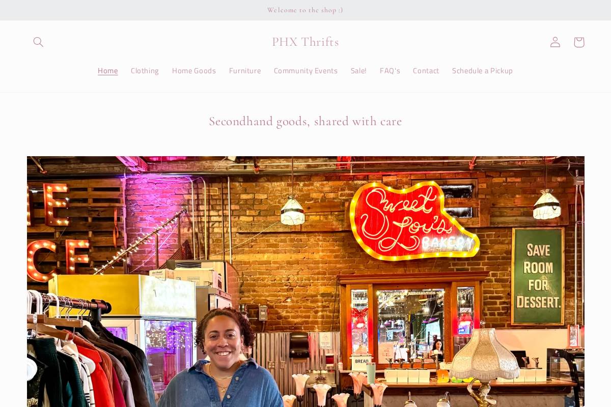phxthrifts.com homepage screenshot