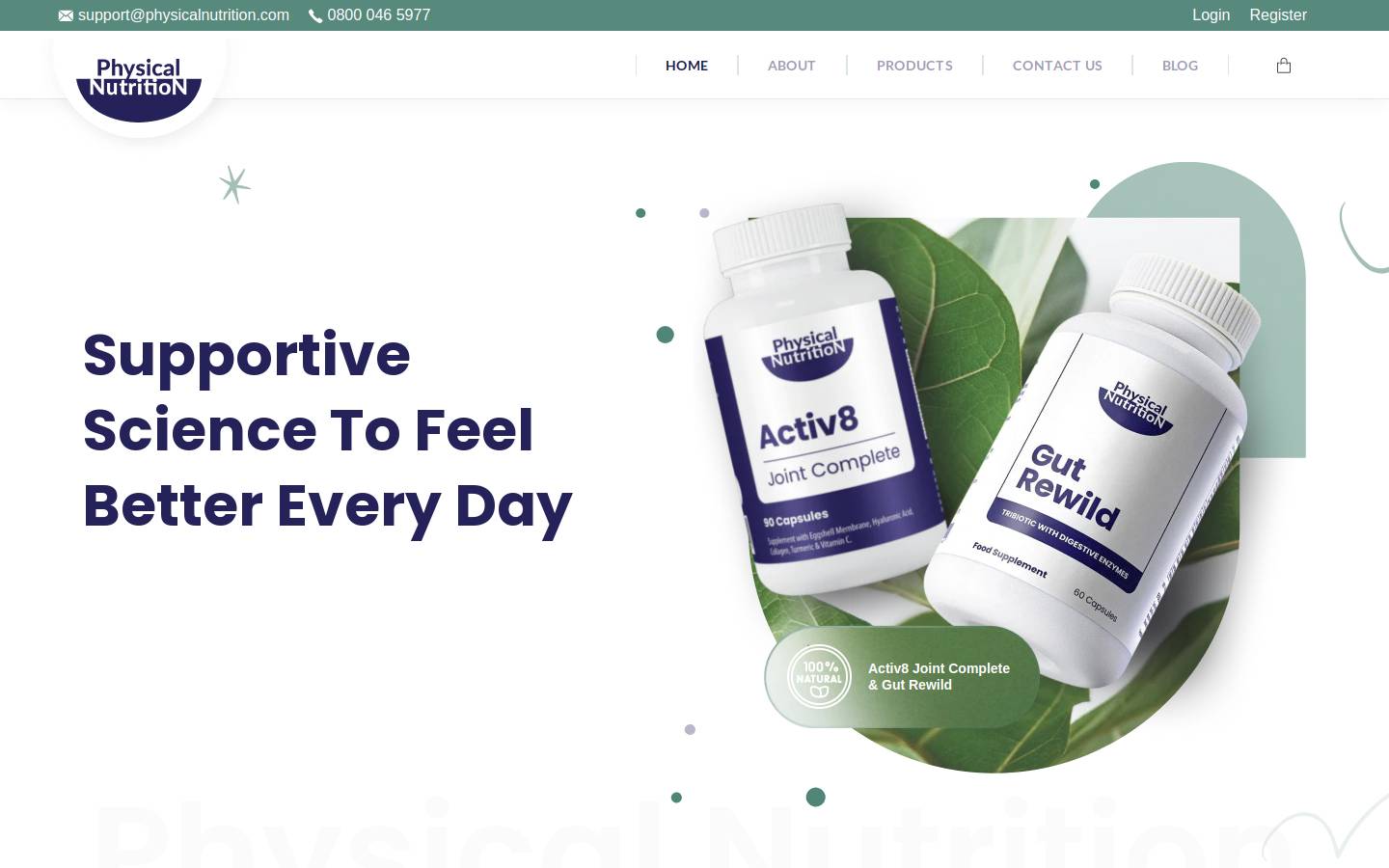 Physical Nutrition homepage screenshot