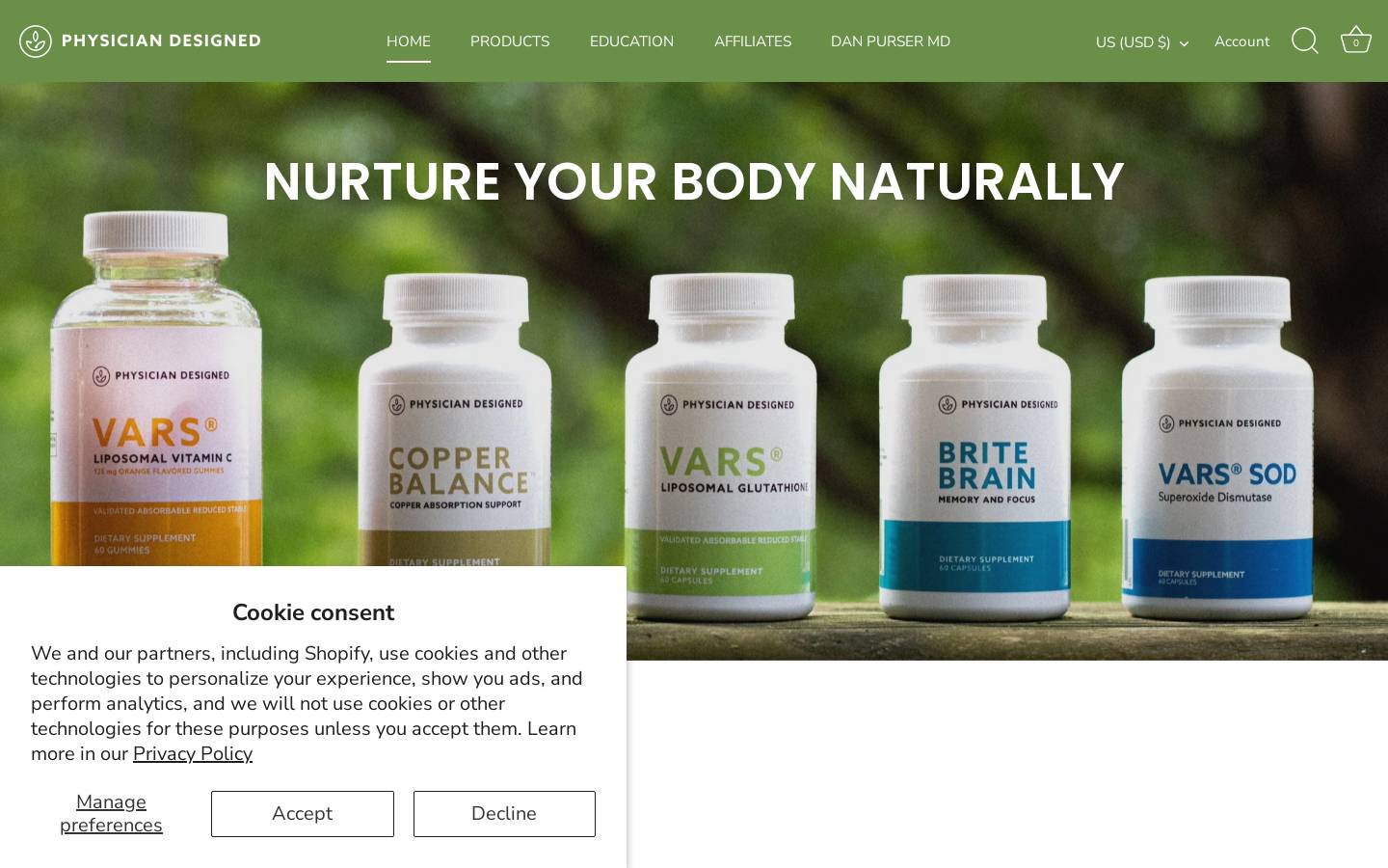physiciandesigned.com homepage screenshot