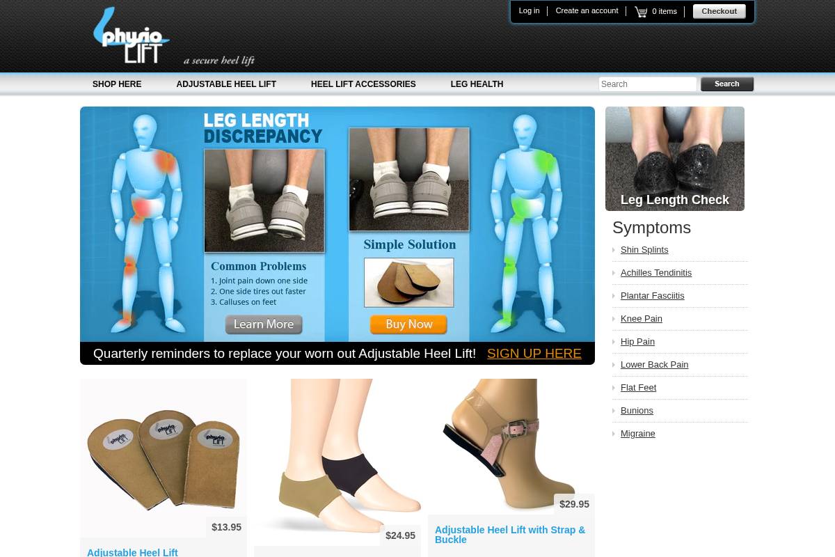 physiolift.com homepage screenshot