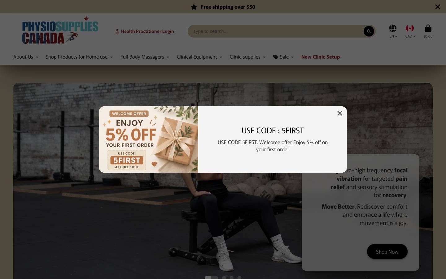 physiosuppliescanada.com homepage screenshot