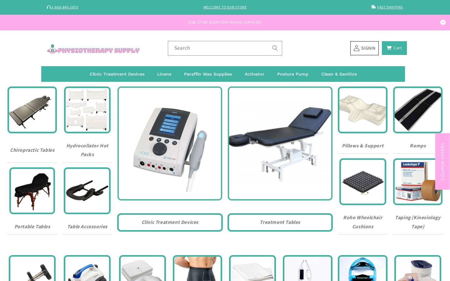 physiotherapysupply.com homepage screenshot